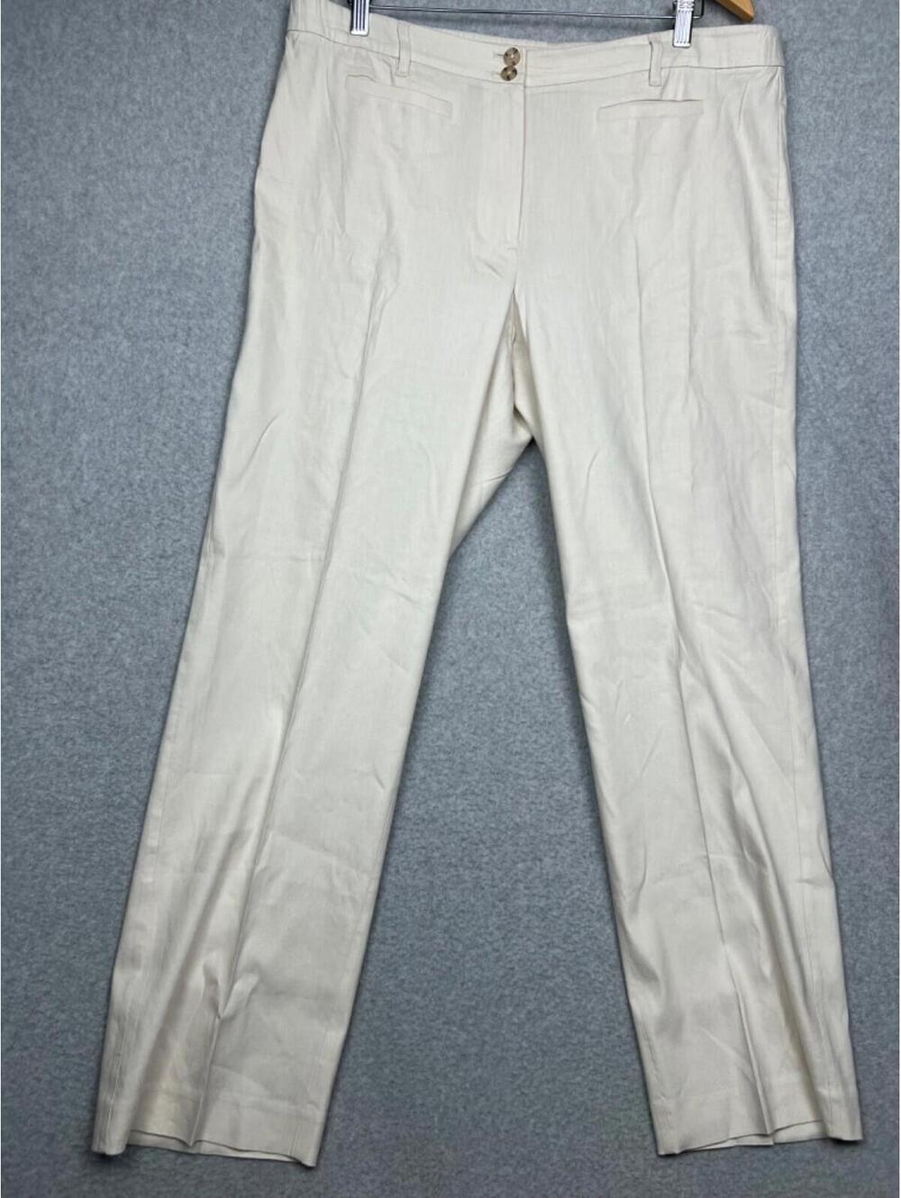 J Jill Womens Linen Blend Stretch Straight Leg Pants Plus 18 Casual Beach